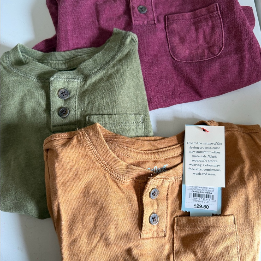 cat& Jack Kids Henley Pocket Tee - Green, Rust, Plum